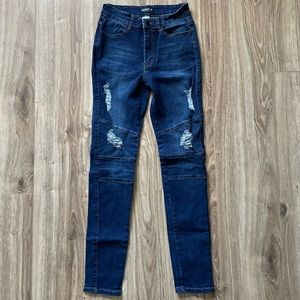 Fashionnova Motto Distressed Dark Wash Jeans